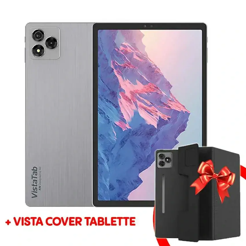 Itel tablette VistaTab10 4G 10" - 128GB Ram 12GB (4GB+8GB) 6000mAh, Android12 8MP Grey + Pochette Gris Gratuit