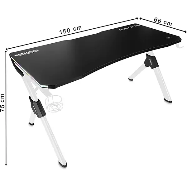 Bureau Gamer ArmadaX Archer B1 RGB 150cm Blanc - vue 2