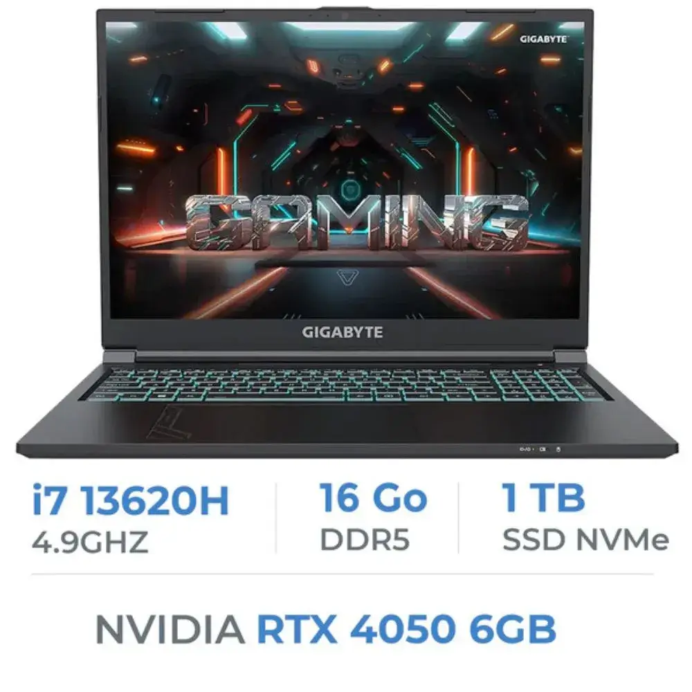GIGABYTE G6 MF-H2EE894KD i7-13620H/16GB/1TB SSD/RTX 4050/16″ 165Hz/FDOS - vue 2